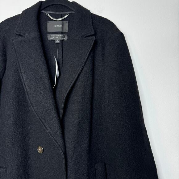 J.Crew Daphne Topcoat in Italian Boiled Wool Classic Black Long Coat Size 16 - Picture 4 of 10